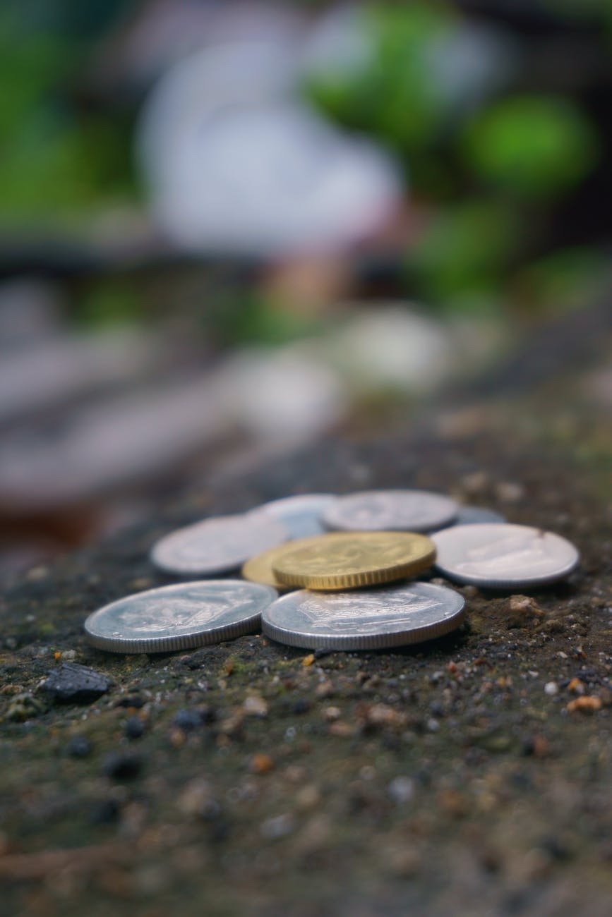 blur close up coins colors